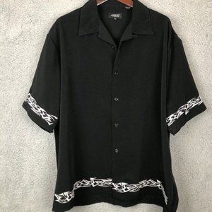 Amplify Vintage Shirt Mens XL Button Up Short Sleeve Embroidered Tribal Stitch